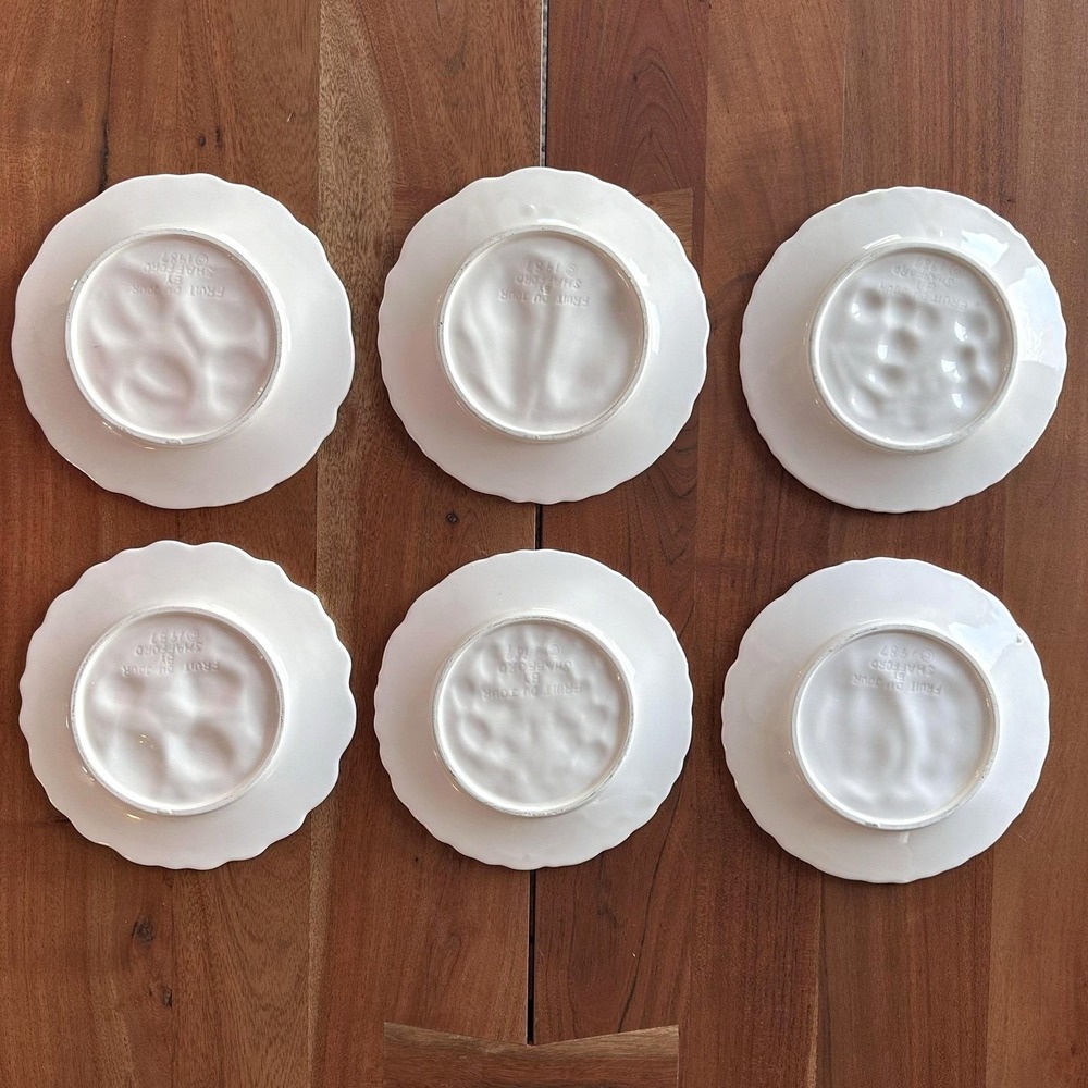 Erik Van Horn Fruit du Jour Plates Set of 6 Shafford Majolica 1987 Vintage - Picture 8 of 10
